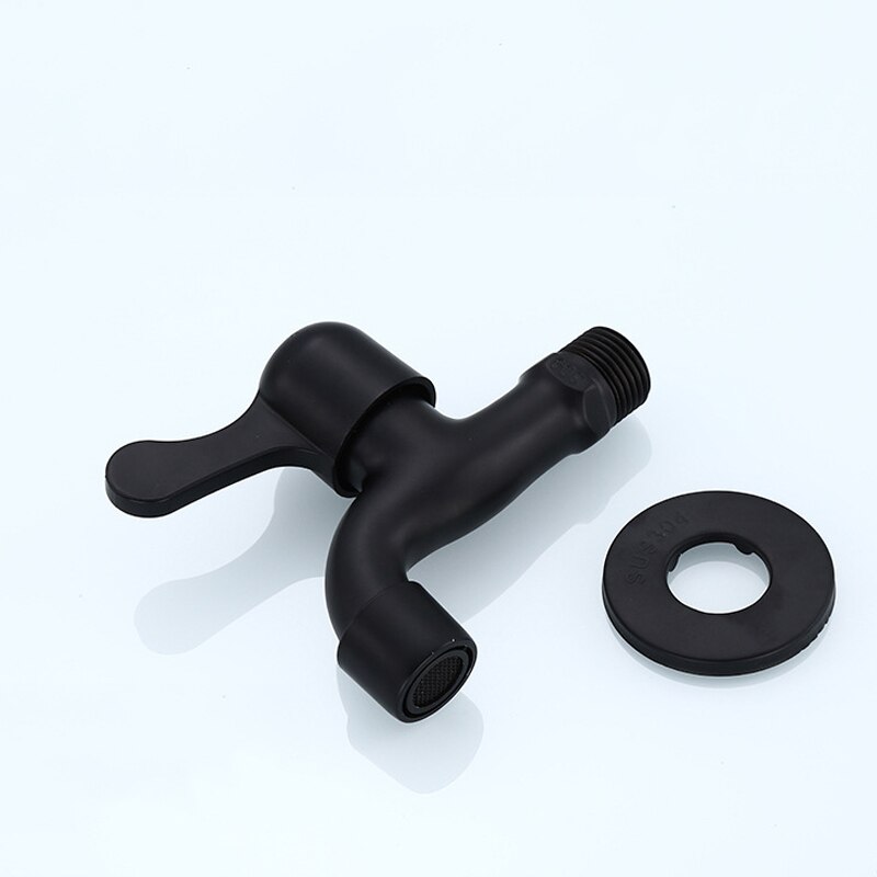 Wall Mount Bibcock Antique Black Brass Retro Small Tap Decorative Outdoor Garden Faucet Stainless Steel Washing Machine Mop Taps