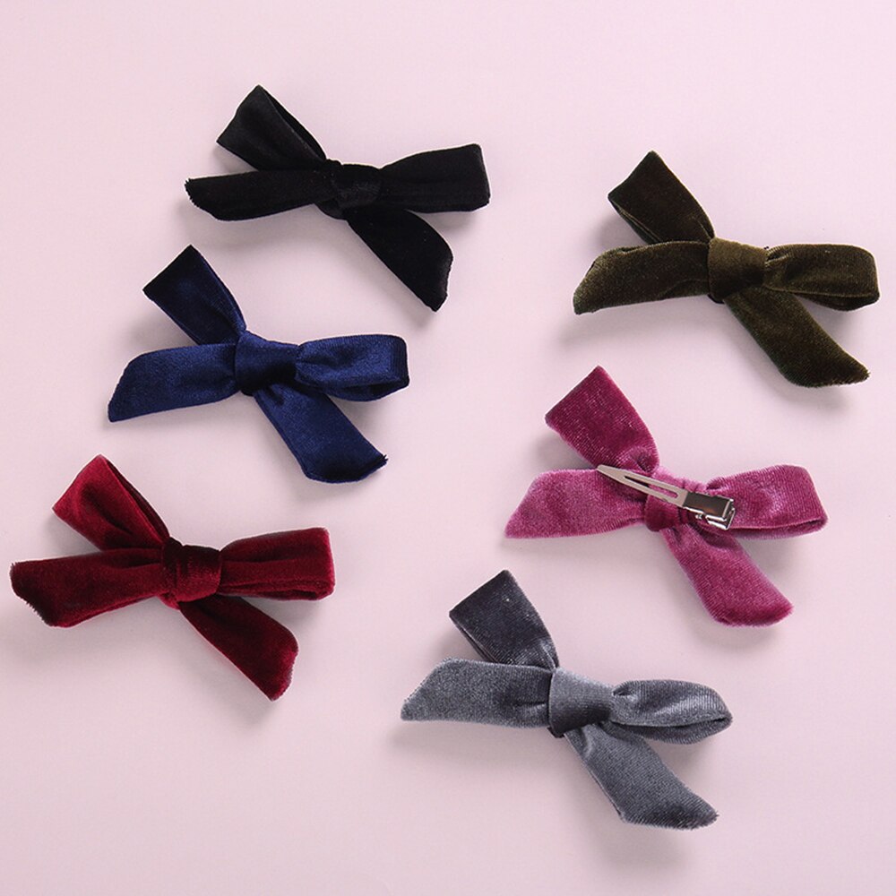 Doux bébé nœud papillon épingles à cheveux velours ruban nœud pinces à cheveux bébé fille chapeaux élastique enfants enfant en bas âge bébé cheveux accessoires