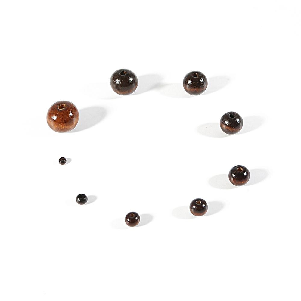 Perles Rondes en Bois Naturel, Noires, Brunes, Rouges, pour Travaux Manuels, Accessoires de Bijouterie, 4, 6, 8, 10, 12, 14, 16, 18, 20mm, Lot de 20 à 100 Pièces: Chocolat / 9 mm