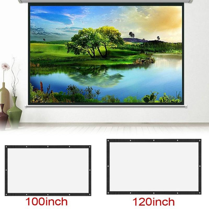 ALLOYSEED-pantalla de proyección portátil HD 3D de 60/72/84/100/120 pulgadas, pantalla LED en lienzo para cine en casa 16:9