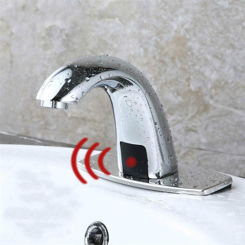 & koldt badeværelse automatiske berøringsfri sensor vandhaner vandbesparende induktiv elektrisk vandhanebatteri batteristrøm