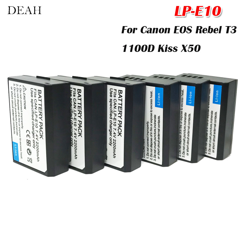 LP-E10 LPE10 Li-Ion Batterij Packs Voor Canon Eos Rebel T3 1100D Kus X50 Rebel T5 1200D Rebel T6 Eos 1300D camera Batterij