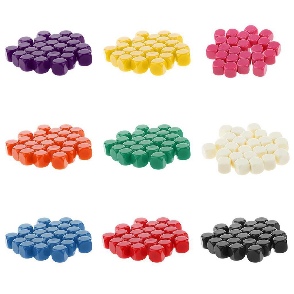 20Pcs 16mm Opaque Blank D6 Zes Zijdige Dobbelstenen Speelgoed Onderwijs Middelen Feestartikelen