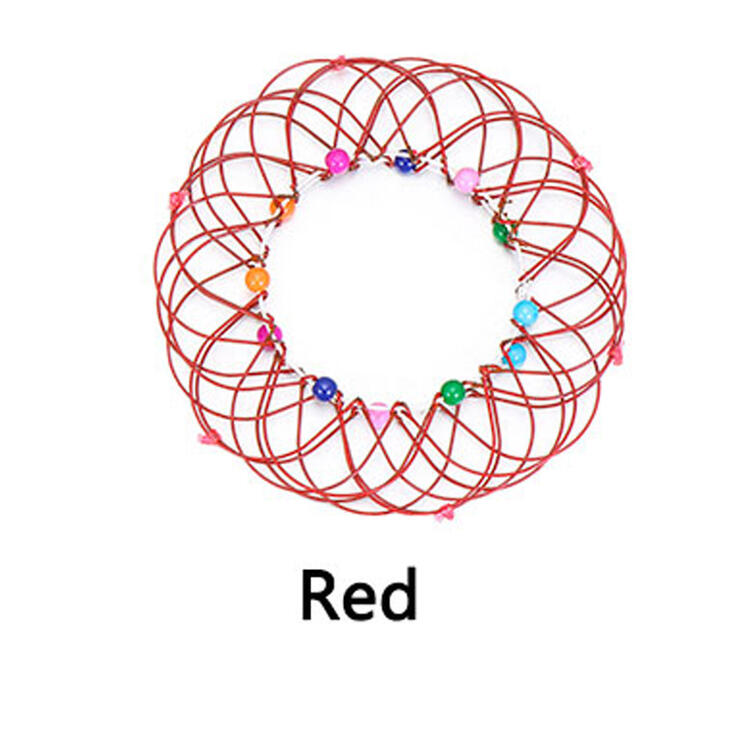 Anti-stress Toy Mandala Decompression Toy Variety Flower Basket 36 Softened Steel Ring Fidget Toy Decorative Wreath Storage: Red