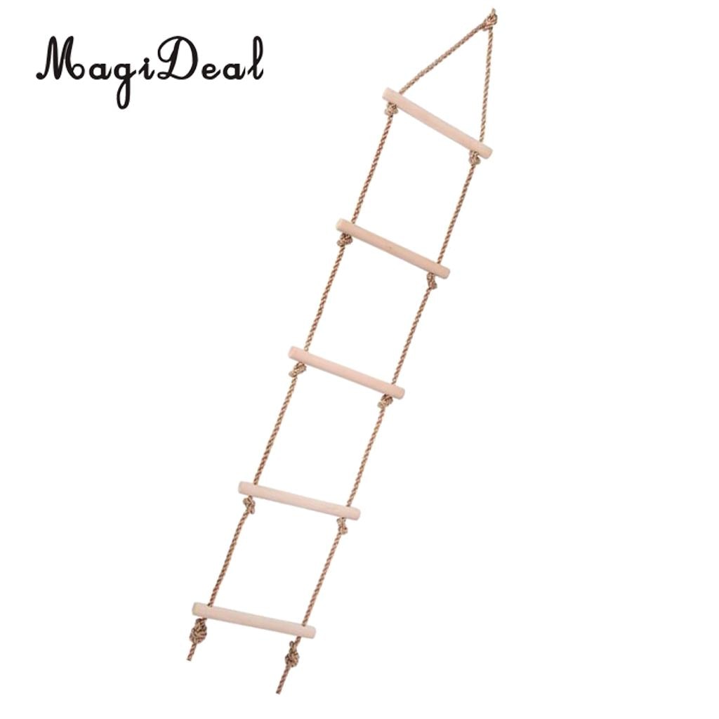 Magideal Kinderen Speelhuisje Boom Huis Houten 5 Rungs Touw Klimmen Ladder Speelgoed Voor Indoor Outdoor Sport Veilig Speelgoed Kinderen Spelen game