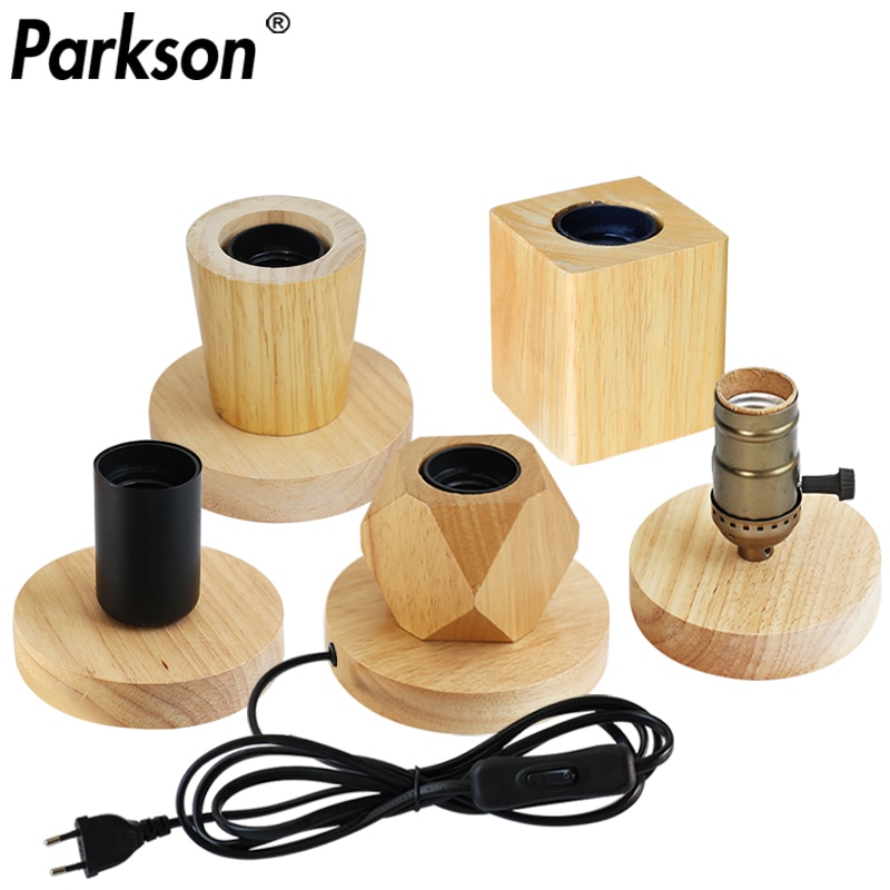 220V 110V retro Holz Tisch Lampe E27 Buchse Jahrgang Schreibtisch Lampe Basis Halfter EU Stecker Nacht Lampe Dekor holz Basis Tisch Licht