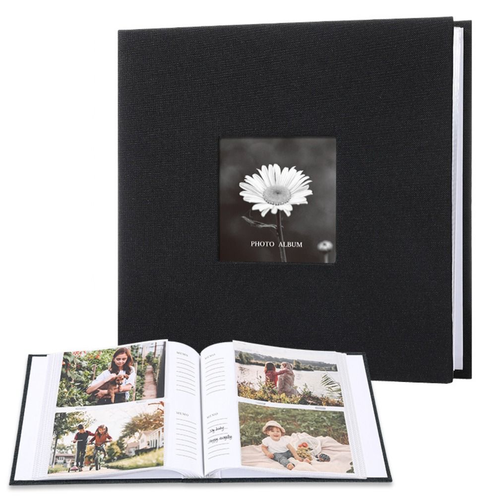 6in Linen Cover Photo Album Interleaf Type 200/300Pics Large Scrapbook Album 100 Pages DIY Memory Book Family Times: green