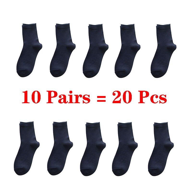 10 par= 20 stk business casual bomuld hvide sokker mænd forår efterår vinter ensfarvede crew sokker mandlige åndbare strømper meias: 7