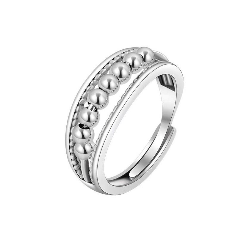 Kofsac Vintage Thai Zilveren Kralen Ring Spinner Spiraal Gesimuleerde Fidget Ringen Vrij Draaien Antistress Angst Ring Speelgoed Voor Meisje: Default Title