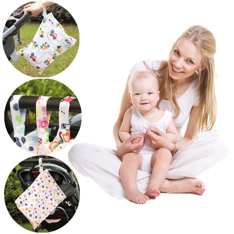 Printed pocket diaper bag waterproof reusable wet bag PUL travel wet dry bag minimum size 25x20cm diaper bag