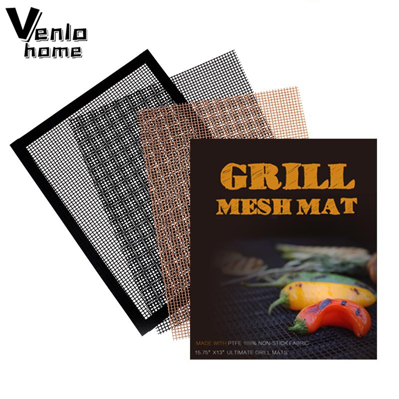 40*33cm non stick bbq grill mesh återanvändbar grillnät glasfiber grillmatta camping hög temperatur grill grillplatta