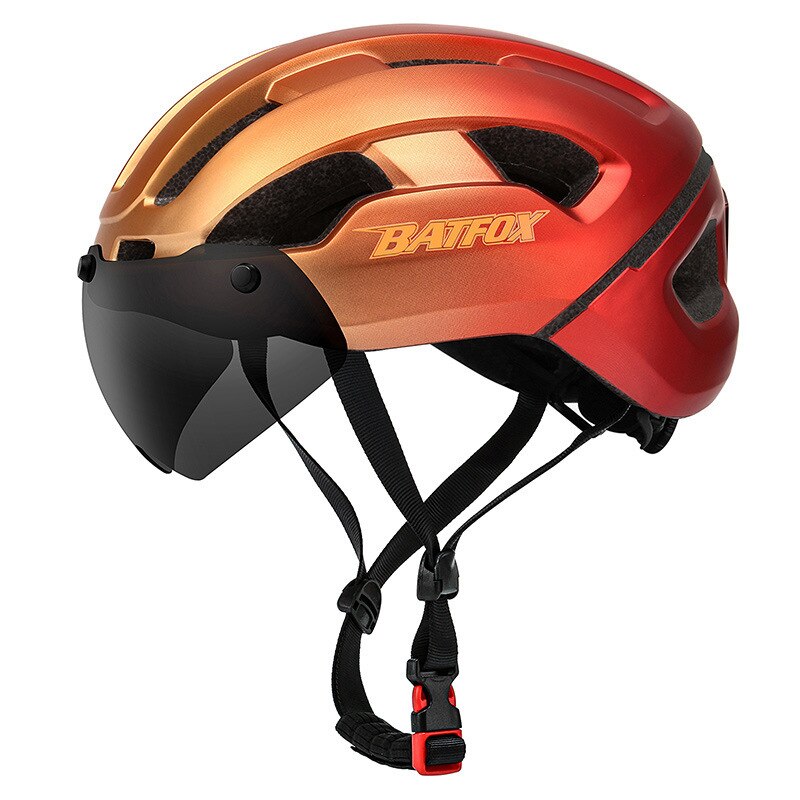 Batfox-casco de ciclismo con luz Led para hombre, protector de cabeza para bicicleta de montaña, con carga USB, moldeado integralmente, magnético, Google: 8276-Orange