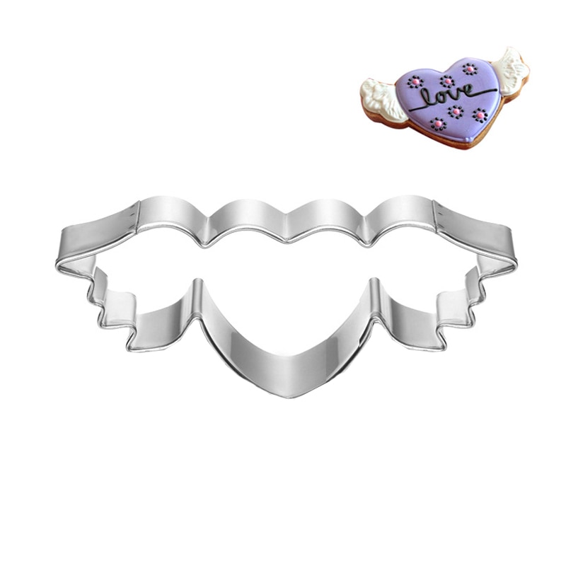 Hart Metalen Cookie Cutter Angel Wing Valentine Cake Decorating Tool Party Patisserie Gateau Liefde Biscuit Mold Gebak Bakvormen