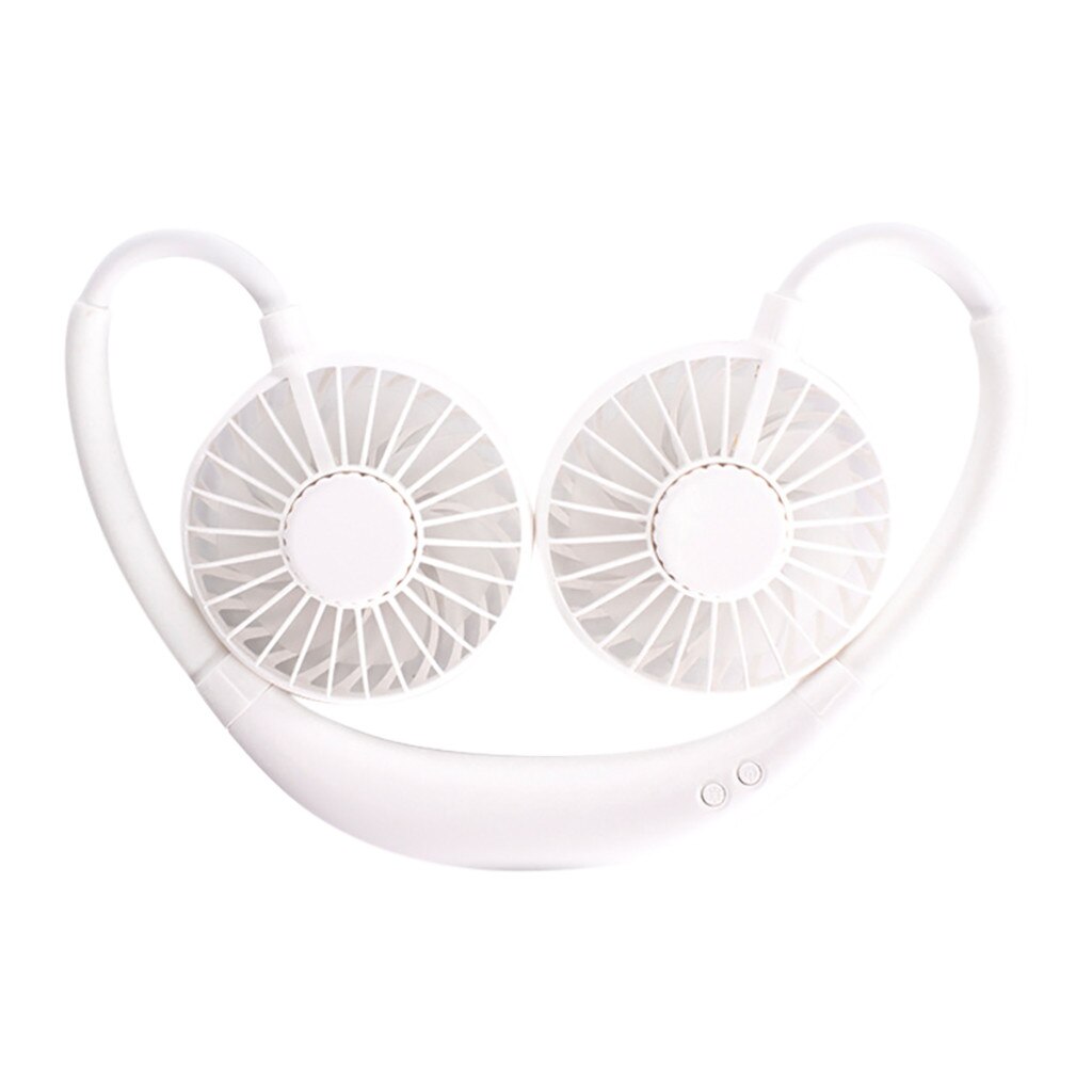 Elektrische Ventilator Usb Led Licht Oplaadbare Nekband Lui Hals Opknoping Stijl Dual Koelventilator Little Hand Fans Ventilateur Draagbare
