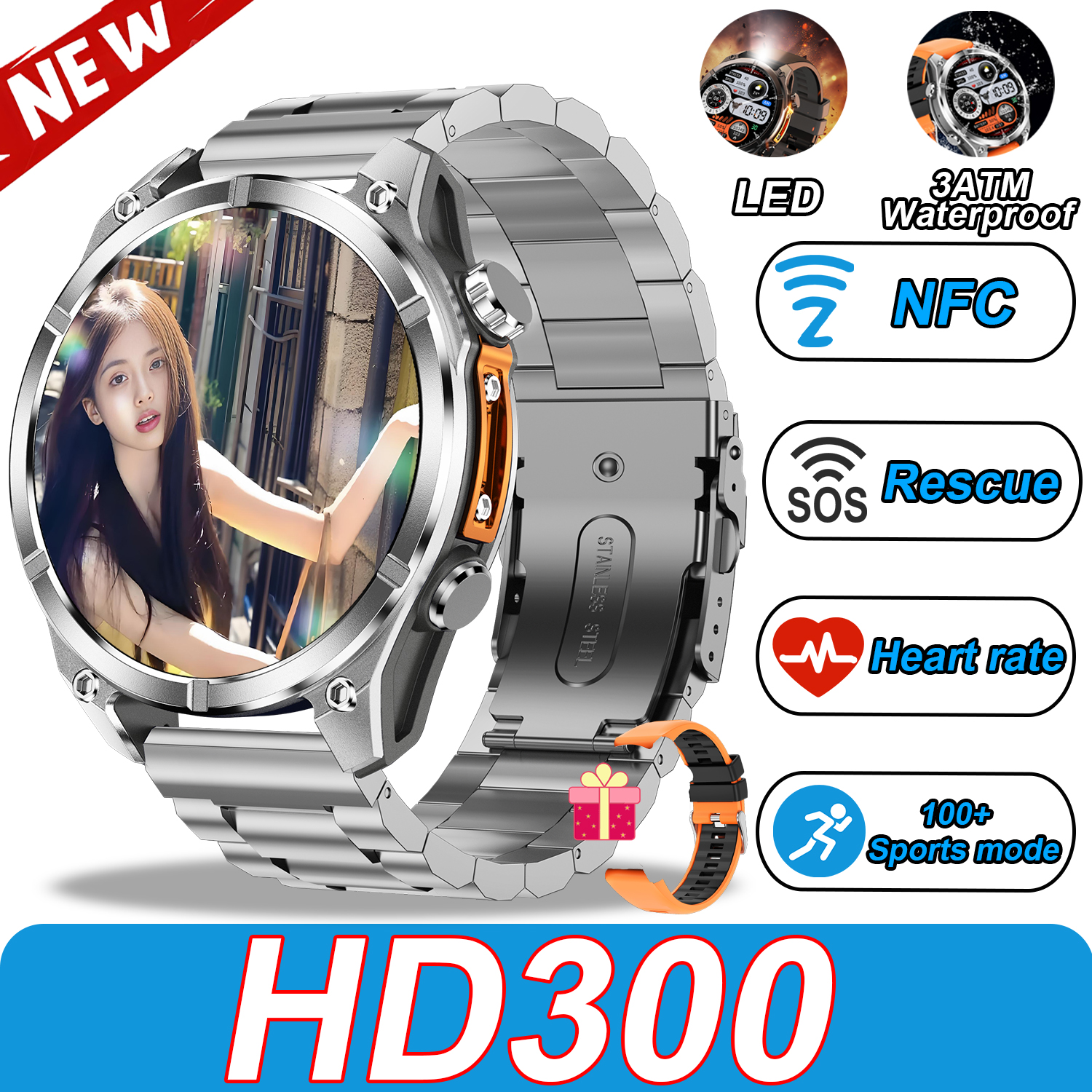 2025Nowy inteligentny zegarek robić nurkowania dla mężczyzn Ekran AMOLED 3ATM Wodoodporny sportowy naganiacz zwierza zdatność Tętno BT Połączenie Inteligentny zegarek dla Xiaomi: czarny