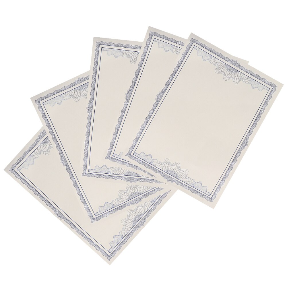 1 Set 5Pcs Certificate Paper Fine Novel Blank Certificate Core Paper Core 12K Blue Border Inner Sheet