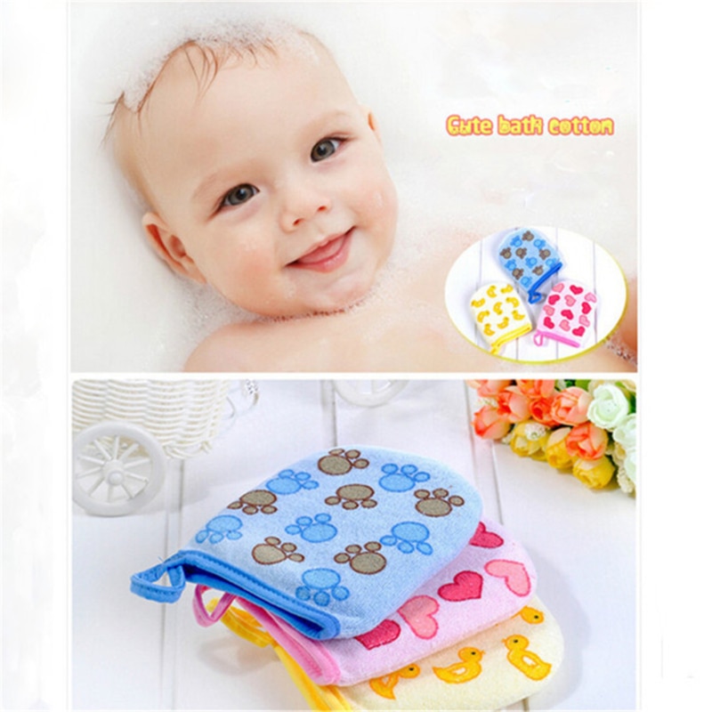 Esponja de algodón para ducha de bebé, Manoplas de dibujos animados, esponjas de baño para niños, guantes de goma, paño de lavado con espuma, toalla para el cuidado del bebé