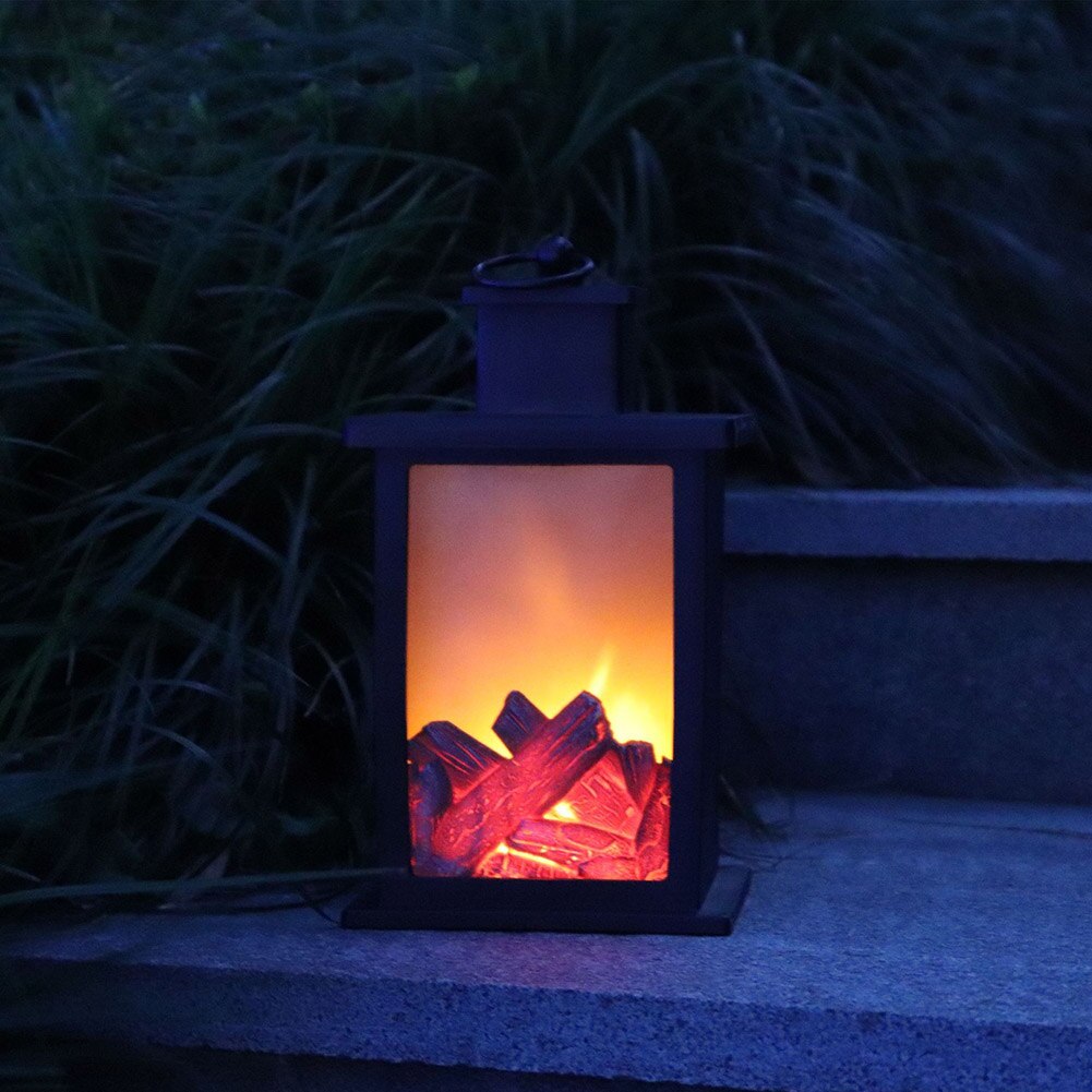 1 Pcs Fireplace LED Burning Effect Lantern Light Lamp Durable For Garden Lawn Bedroom WWO66