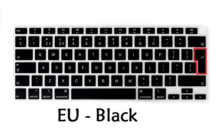 Pehmeä näppäimistösuoja macbook airille 13 a2179 eu us näppäimistön kansi silikoninen vedenpitävä kalvosuoja: Eu-musta