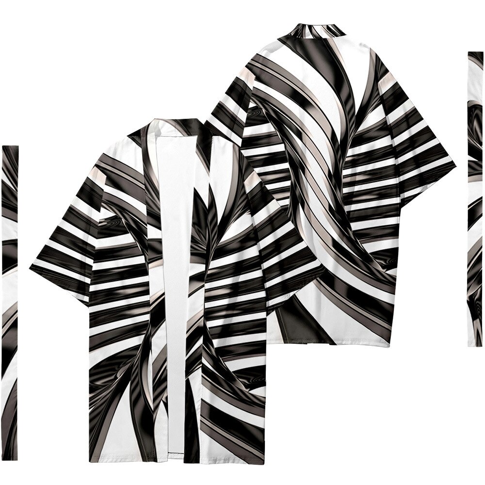 Cárdigan Kimono largo japonés para hombre, ropa de Samurai, Kimono con patrón de diamantes, camisa Yukata, chaqueta 1