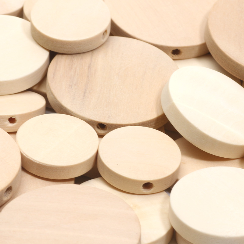 Perles Plates et Rondes en Bois Naturelles pour Bijoux, Accessoires de Bricolage, Fait à la Main, 15/20/25mm, 10/20/30 Pièces
