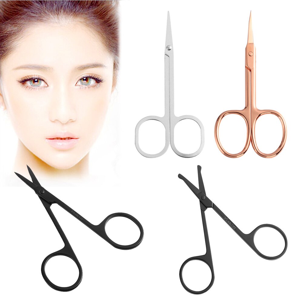 Tijeras de acero inoxidable para cejas, pestañas y cejas recortador de, tijeras para el pelo de la nariz, tijeras de manicura, cortador, herramienta de maquillaje de uñas