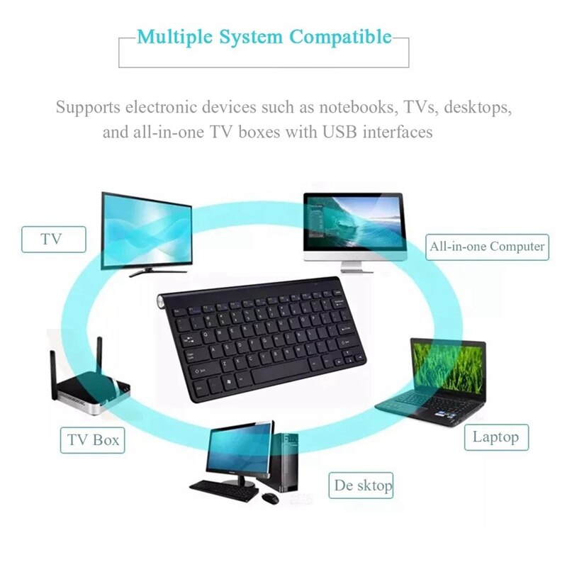 2.4G Wireless Keyboard Stainless Steel Ultra Slim Keyboard for Computer/Desktop/PC/Laptop/Surface/Smart TV