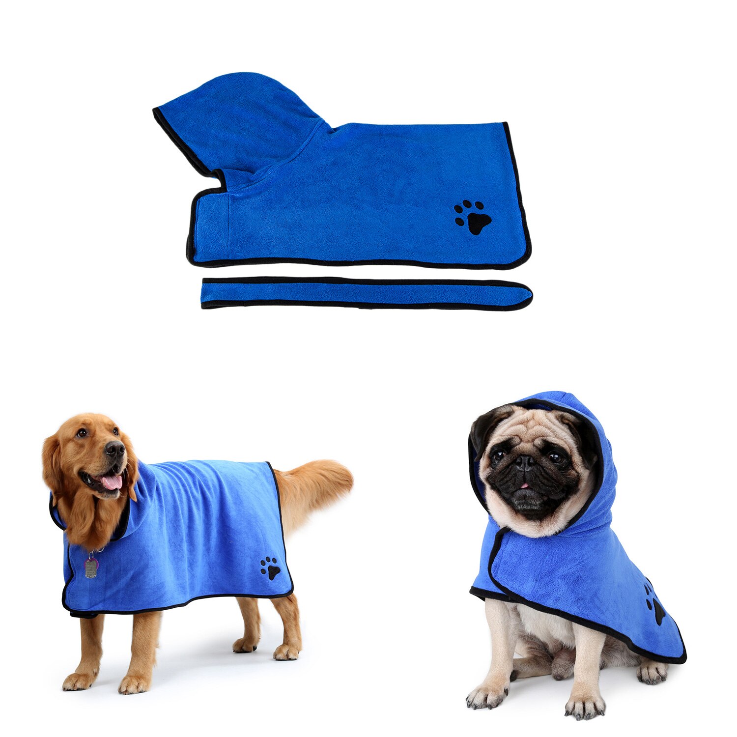 Dog Bathrobe - Microfiber Super Absorbent Pet Drying Towel for Small Medium Large Dogs