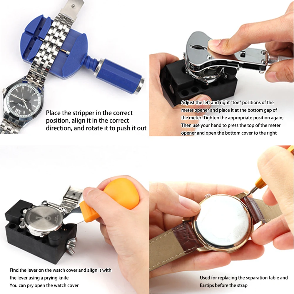 Kit de herramientas de reparación de relojes , juego completo de relojero con bolsa con cremallera para limpieza de mantenimiento y desmontaje, 208 Uds.