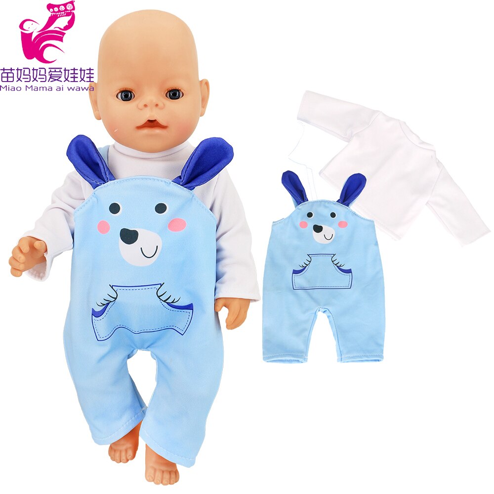 40cm reborn baby docka kläder kanin overall för 40cm docka jumpsuit nenuco y su hermanita 18 tum flick docka kläder: A15
