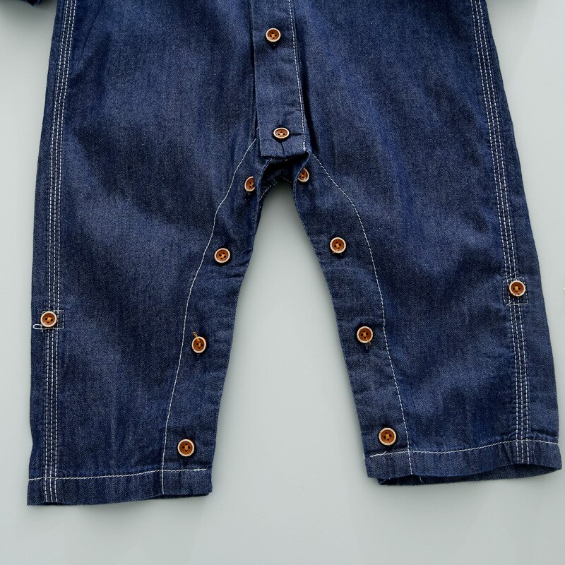 Kids Meisjes Jongens Denim Overalls Baby Dikke Lange Mouwen Single-Breasted Zijzakken Casual Denim Jumpsuit Kinderen Kleding 1-6T