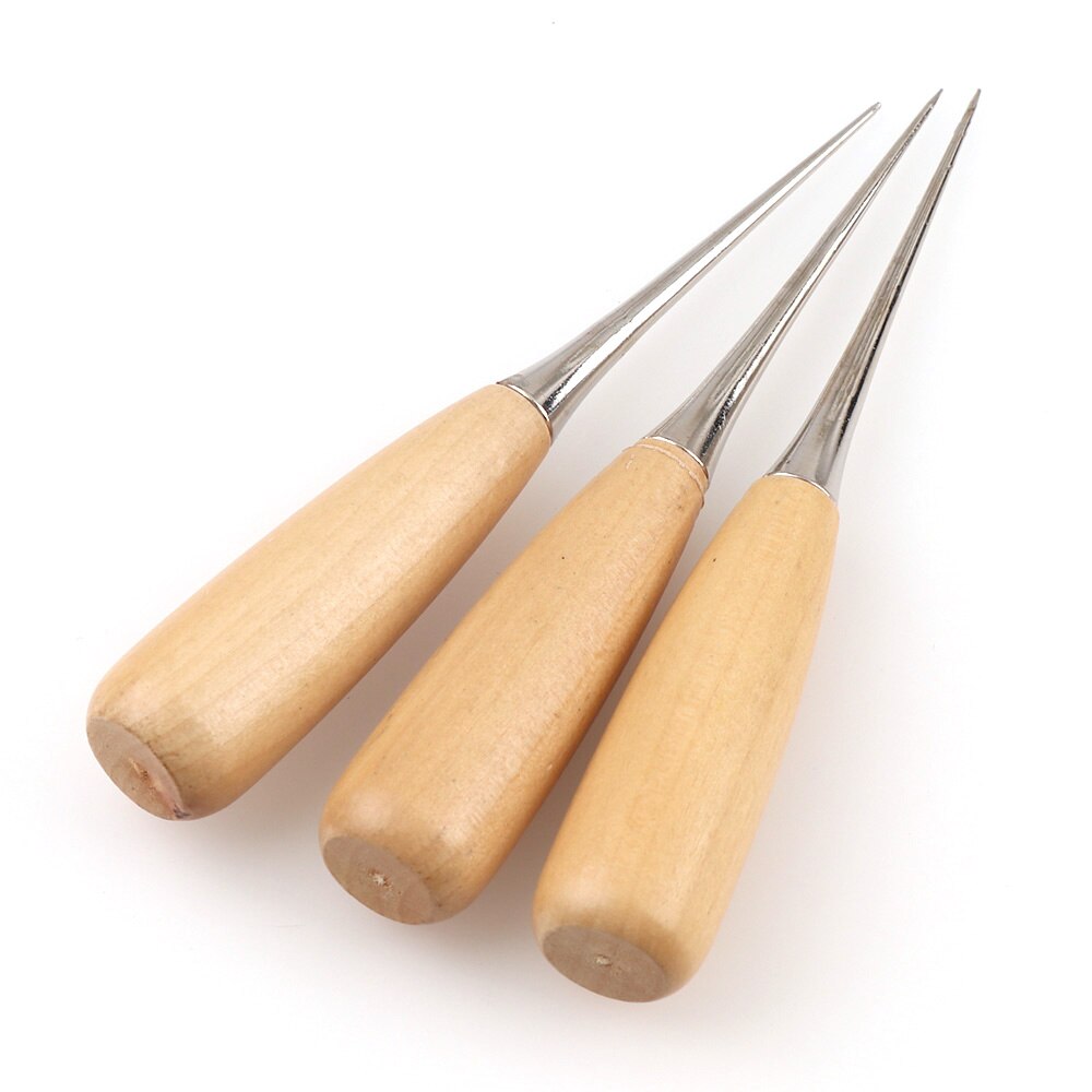 2 stücke Holz Farbe Leder Handwerk Spitze Ahle Hand NäHenne Werkzeug Leder Rand glatter Runde Holz Bausatz Ahle See Locher