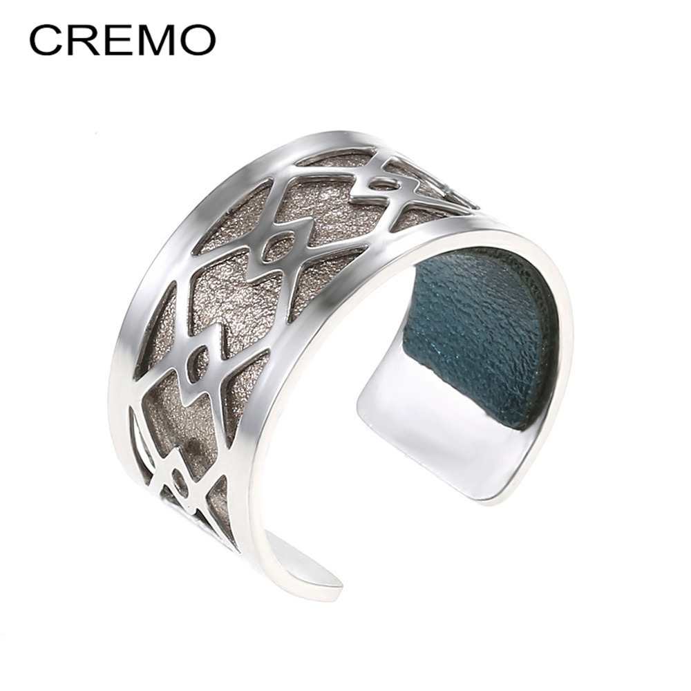 Cremo Giet Femme Sieraden Roestvrij Stalen Ring Band Verstelbare Ring Bague Femme Sieraden Diy Omkeerbare Lederen Ring