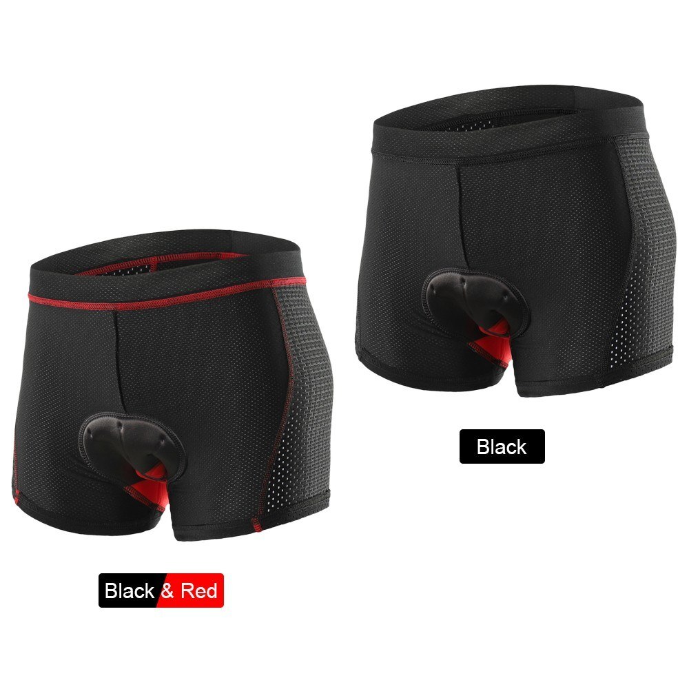 Pantaloncini da ciclismo da uomo pantaloncini da ciclismo MTB imbottiti in Gel traspirante: BLACK RED / XL