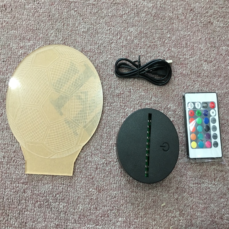 3d Lighting Fixture Football LED Table Night Lamp Remote Control RGB 7 Colors Changing Indoor Night Lights Illusion Lamp