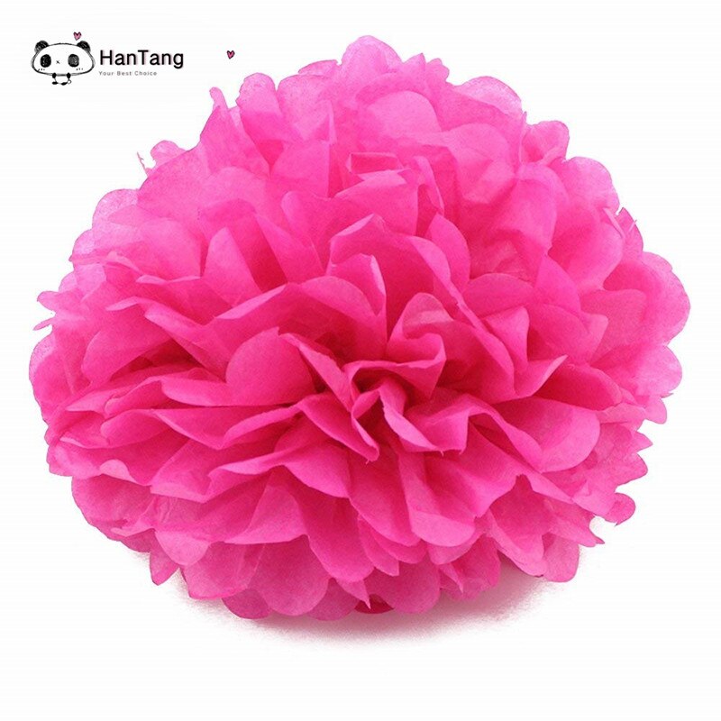 10 st 20cm hängande silkespapper pom poms papper blomboll hem trädgård gör-det-själv bröllopsrum dekoration fest layout tillbehör 6 zsh 014: Rosröd