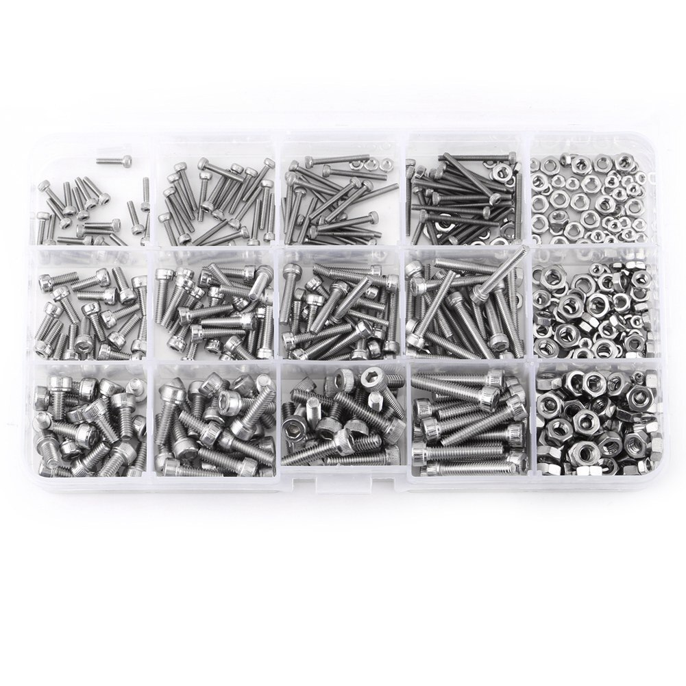 Stainless Steel SS304 Hex Socket Flange Screws Cap Head Bolts Screws and Nuts Fastener Assrotment Set 480pcs M2 M3 M4