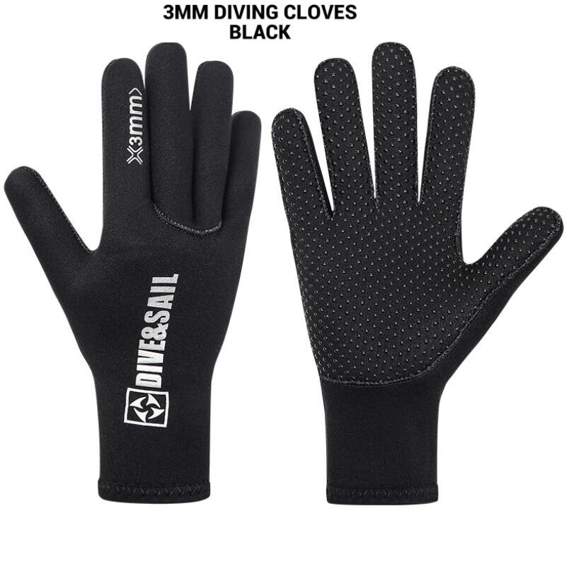 Guantes de buceo de 5mm, 3mm y 2mm, aletas de neopreno para natación, equipo de Surf, Kitesurf, pesca subacuática, Windsurf, guantes de buceo, pesca: D348026N BK 3MM / M