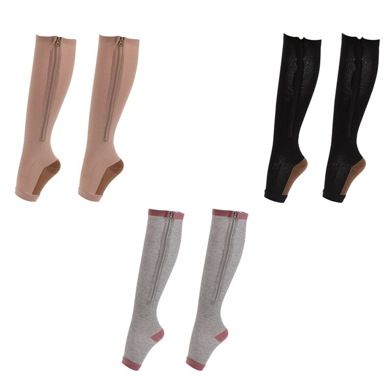 Arch Support Compression Socks Knee High/Long Zipper Sports Sleeve Foot Sock Hosiery Footwear Accessories