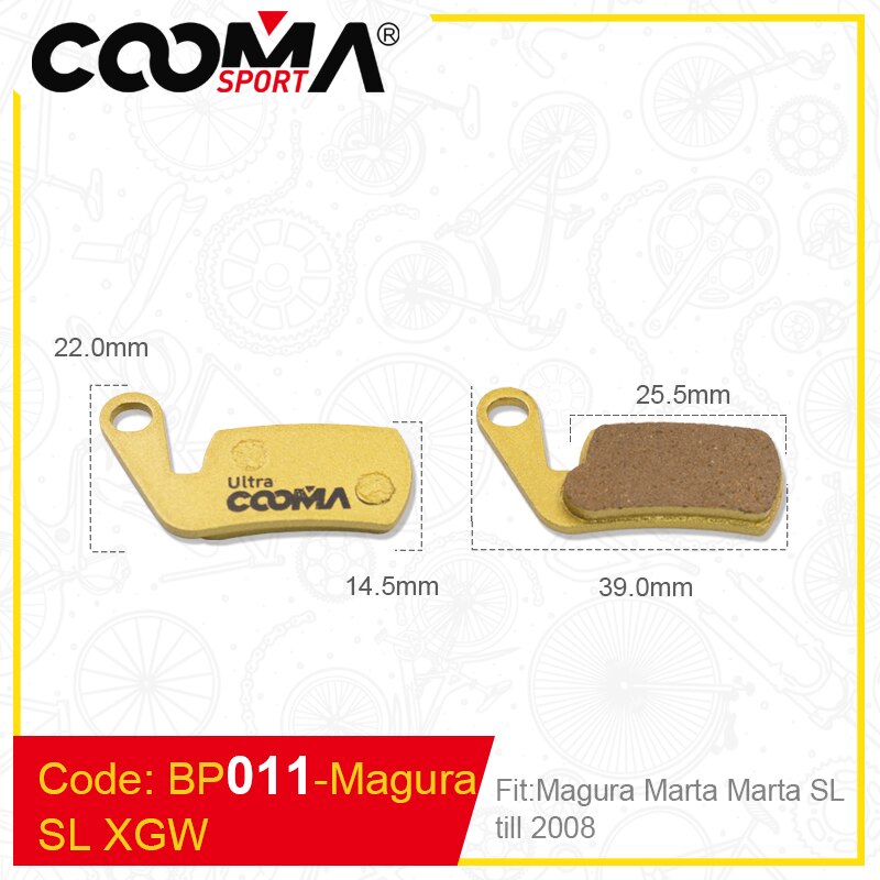 4 pares 8 piezas de pastillas de freno de disco de ciclismo para SHIMANO SRAM AVID HAYES Magura Formula y scooter, dorado: Negro