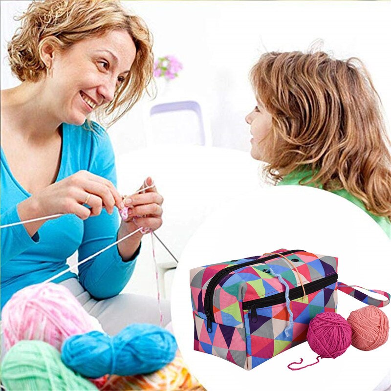 Yarn Storage Tote Knitting Bag Light Travel Yarn Storage Organize Bag for Crochet Hooks & Knitting Needles Kit Yarn Holder Bag