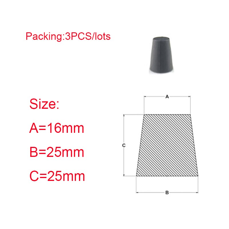 Black Stoppers Sealing End Cover Caps /High Temp Bungs /Conical Silicone Rubber Plug /Flask Tapered Tube /Masking Hole Stopper: 16x25x25mm-3PCS