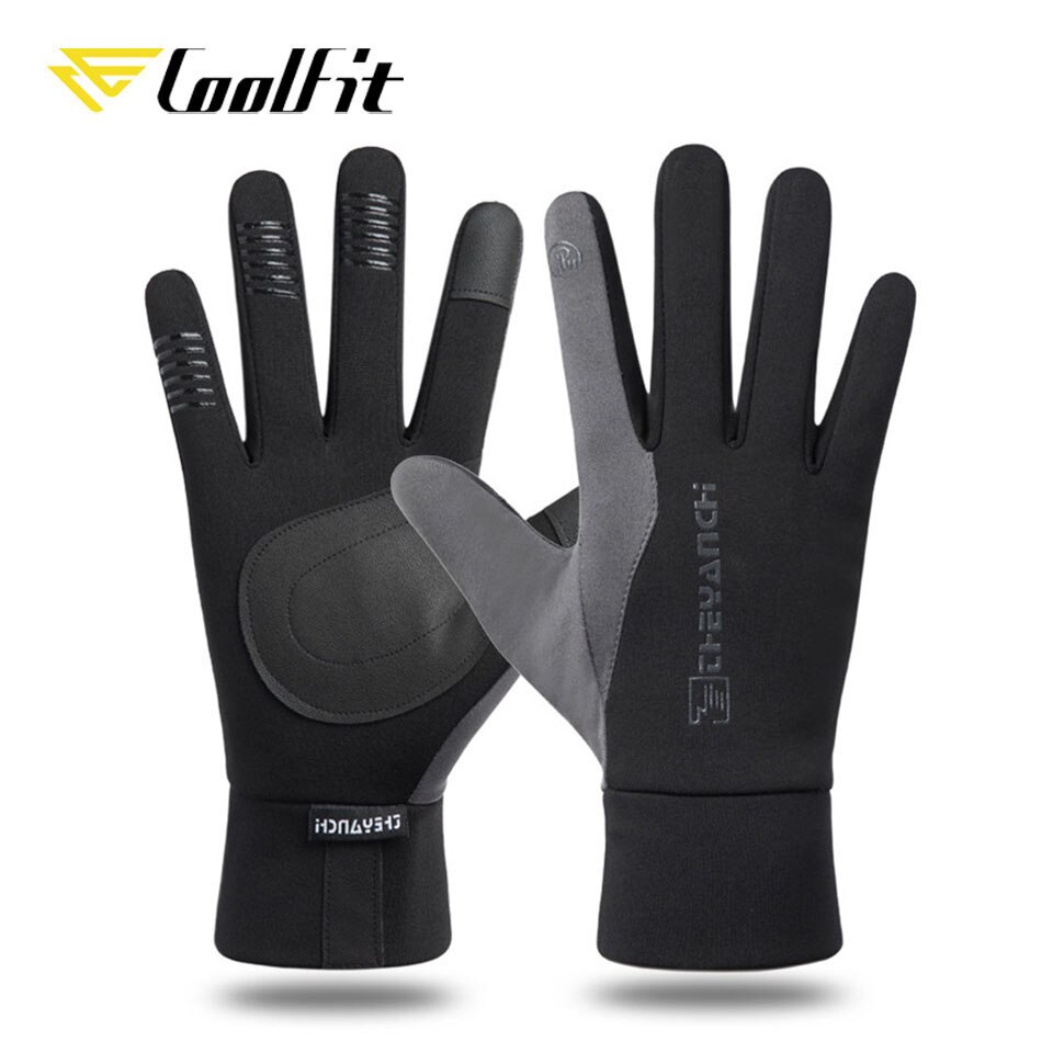 Coolfit winter fiets handschoenen fiets warm touchscreen handschoenen met lange vingers waterdicht outdoor fietsen skiën motorrijden: Grijs / Ik