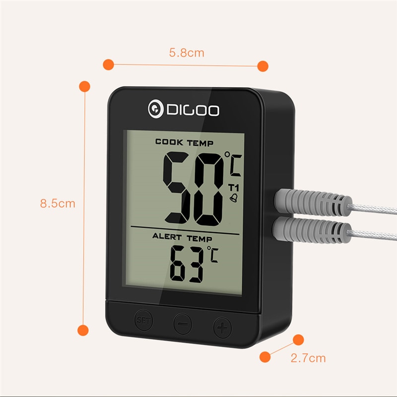 Digoo Smart DG FT2203 Bluetoorh LED Display BBQ Kitchen Cooking Thermometer Metal Probes APP Function For Meat BarbecueGrilling