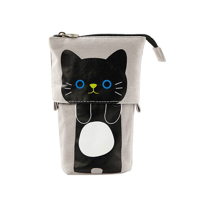 Pen Pencil Bag Case Cartoon Cute Cat Bear Sheep Canvas Fold Standing Holder Stationery Organizer Kids: 353