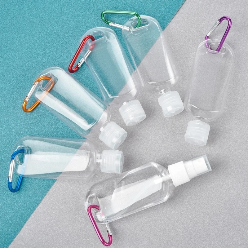 30ml 50ml Refillable Bottles with Hook Hand Sanitizer Containers Travel Bottles Alcohol Container Transparent Bottle Random Hook
