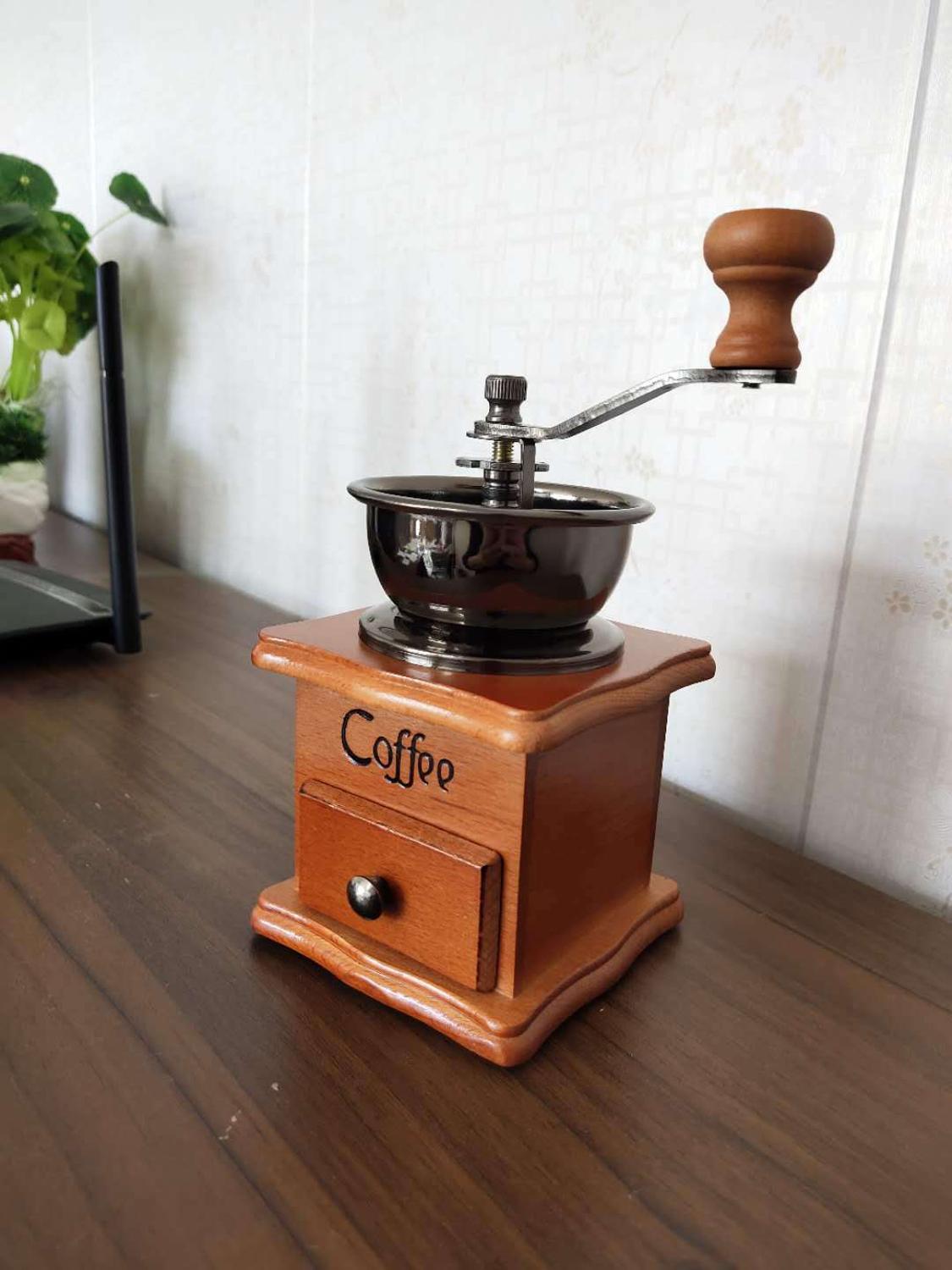 Molinillo de Café Manual de madera de Retro, hecho a mano molinillo de café de acero inoxidable, herramientas de café creativas