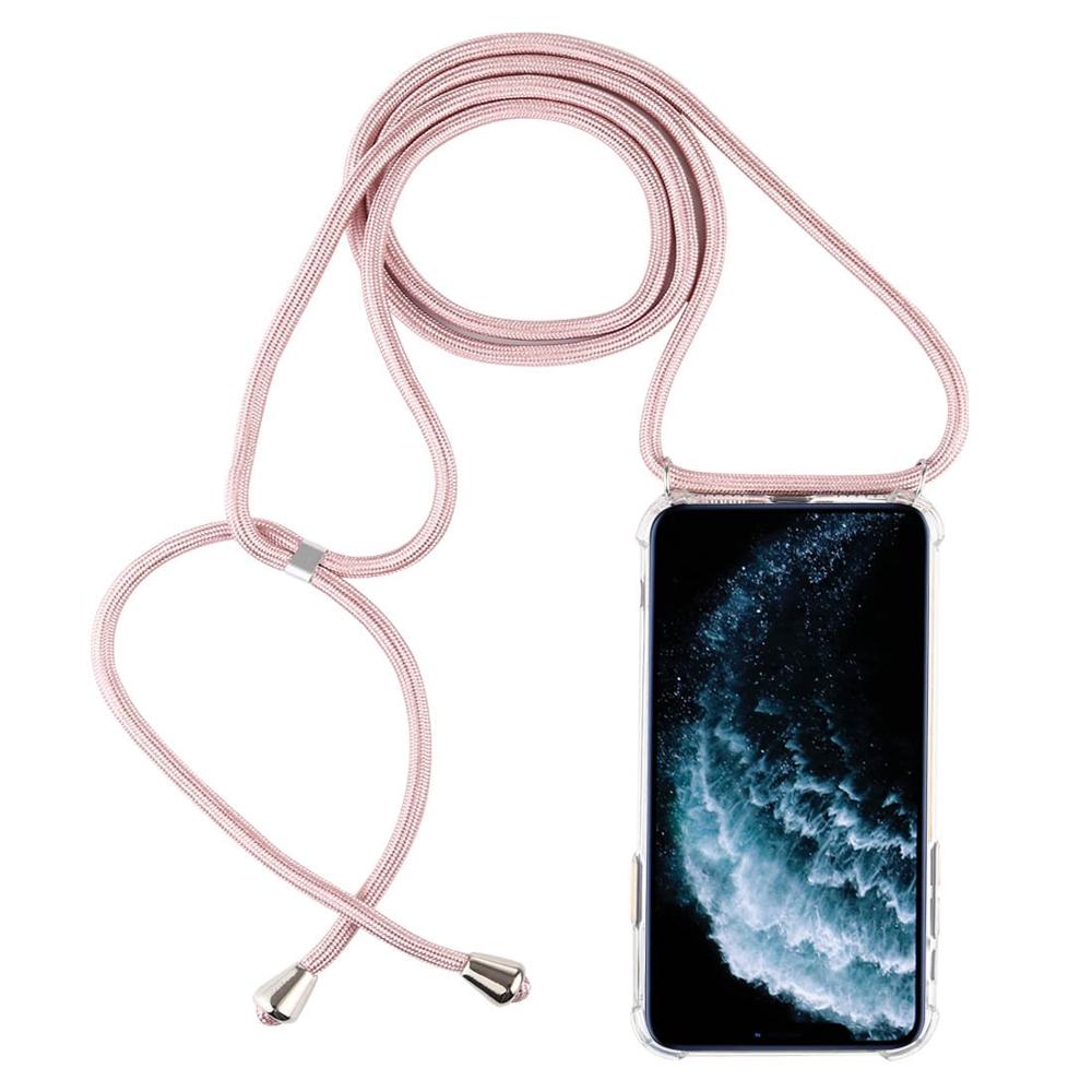 A quattro Angoli Anti-Caduta Trasparente TPU Cassa Del Telefono Mobile Con La Cordicella per il iPhone 11 Pro Max: Rose Gold