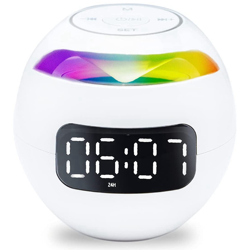 Digitale Wekker Voor Kinderen, Multifunctionele Bass Bluetooth Draagbare Draadloze Luidspreker Met Radio Wekker: Bourgondië