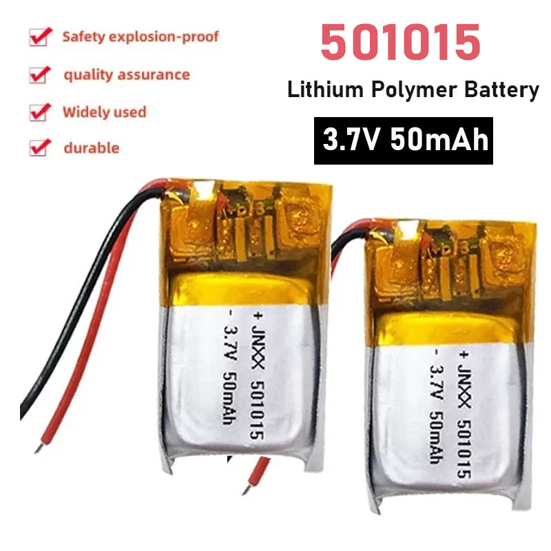 501015 3.7V 50mAh Lithium Polymer LiPo Rechargeable Battery for LED Lights Electric Toys Walkie-talkies MP3 MP4